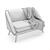 Mid-Century Modern Loveseat 3D model small image 5