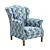 Vintage Armchair in Antoinette Poisson Fabric 3D model small image 1