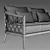 Sleek 60" Greystone Aluminum Sofa 3D model small image 2