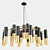 Midcentury Chandelier w/ IKE Tunnel Shades 3D model small image 1