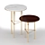 Elegant Eva Side Table - Walnut, Marble & Gold 3D model small image 1