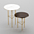 Elegant Eva Side Table - Walnut, Marble & Gold 3D model small image 5