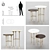 Elegant Eva Side Table - Walnut, Marble & Gold 3D model small image 6