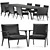 Sleek Ren Table & Chairs Set 3D model small image 1