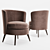 Elegant Gray Velvet Armchair 3D model small image 1