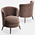 Elegant Gray Velvet Armchair 3D model small image 2