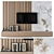 Elegant Wood & Marble TV Wall Set 3D model small image 1