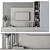 Modern TV Wall - Wood & White Marble 3D model small image 4