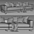 Elegant Minotti White Sofa 3D model small image 4