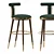 Vintage Brass-Legged Bar Chair 3D model small image 1