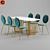 Contemporary Marble Gold Dining Set 3D model small image 4