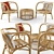 3-Piece Rattan Table & Chair Set: Stylish & Durable 3D model small image 1