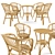 Realistic Garden Rattan Furniture Set 3D model small image 1