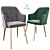 Brooklyn Chair: Stylish, Dark Grey Fabric, Gold Legs 3D model small image 1