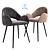 Elegant Tiffany Chair: Gray Velvet, Black Legs 3D model small image 1