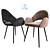 Elegant Tiffany Chair: Gray Velvet, Black Legs 3D model small image 2