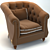 Elegant Fabric Armchair 3D model small image 1