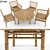 Bamboo Bliss: 1000mm Table & 450mm Chair Set 3D model small image 1