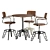 ROCKEE Steel Cafe Chair - Industrial Vintage Table and Chair Set 3D model small image 3