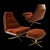 Elegant Velvet and Leather Chair 3D model small image 1