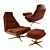 Elegant Velvet and Leather Chair 3D model small image 3