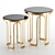 Luxury Tower Side Tables - Black Glass & Brass 3D model small image 3