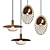 Natural Wood Pendant Light Collection 3D model small image 1