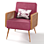 Stylish Rattan Velvet Armchair 3D model small image 3