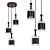 Sleek Black Pendant Chandelier 3D model small image 1