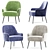 Porthos Home Adora Chair: Velvet Upholstery & Iron Legs 3D model small image 2