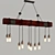 Rustic Wooden Chandelier | 10-Light Industrial Pendant 3D model small image 1