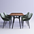 Unika Johann Walnut Table with Ervin Designer Chairs 3D model small image 2