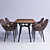 Unika Johann Walnut Table with Ervin Designer Chairs 3D model small image 3