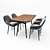 Unika Johann Walnut Table with Ervin Designer Chairs 3D model small image 6