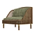 Modern Wood and Fabric Love Seat 3D model small image 1