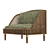 Modern Wood and Fabric Love Seat 3D model small image 6