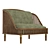 Modern Wood and Fabric Love Seat 3D model small image 11