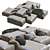 Elegant livingdivani Leather Sofa 3D model small image 3