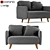 Stylish Cardiff Dark Grey Sofa 3D model small image 1