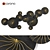 Elegant Black&Gold Metal Wall Decor 3D model small image 1