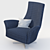 Navy Velvet Solo Armchair by Casadesus 3D model small image 3