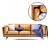 Charme Tan Timber Sofa: Modern Design 3D model small image 1