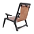 Charcoal Ash Leather Sling Chair 3D model small image 2