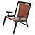 Charcoal Ash Leather Sling Chair 3D model small image 3