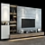 Modern White Cabinet with Glass Doors 3D model small image 2