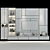 Modern White Cabinet with Glass Doors 3D model small image 3