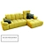 Elegant Modular Charlotte Sofa 3D model small image 1