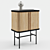 Elegant Ash Veneer Bedside Table with Pine Louvre Doors 3D model small image 1