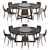 Sleek Modern Dining Set 3D model small image 2