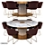 Modern Dining Circle Table Set 3D model small image 1